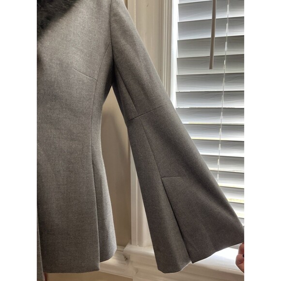 Banana Republic Gray Removable Faux Fur Collar Blazer Sz 4 Office Siren Mob Wife - Picture 4 of 15